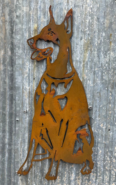 Doberman Dog Metal Wall Art - Garden Art-Old n Dazed