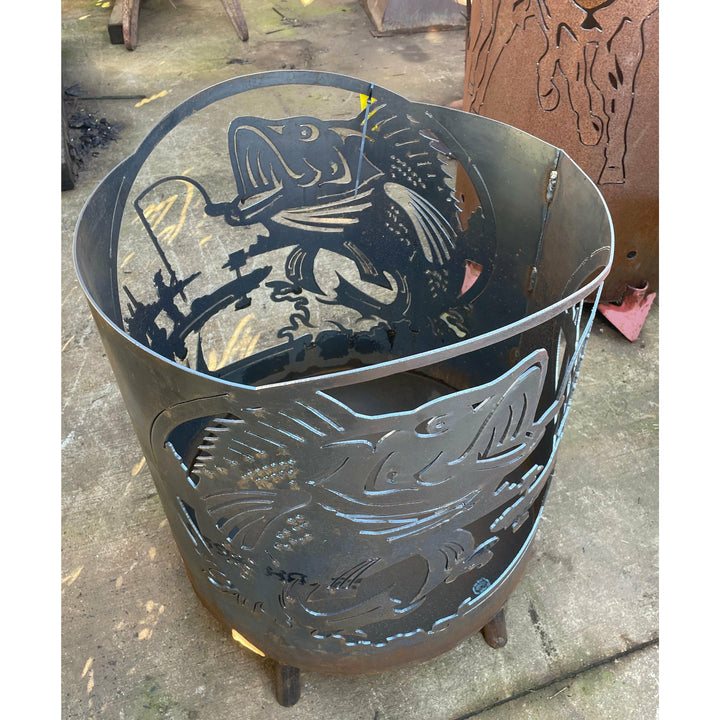 Fishing Scene Round Fire Pit-Old n Dazed