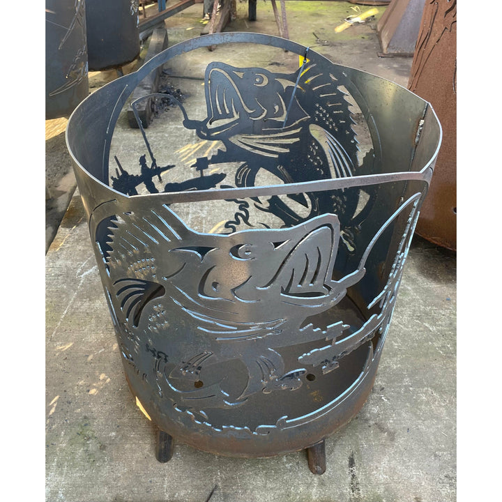 Fishing Scene Round Fire Pit-Old n Dazed