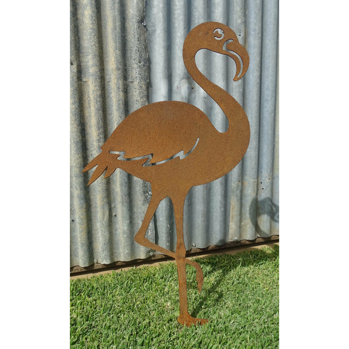 Flamingo Metal Garden Art-Old n Dazed