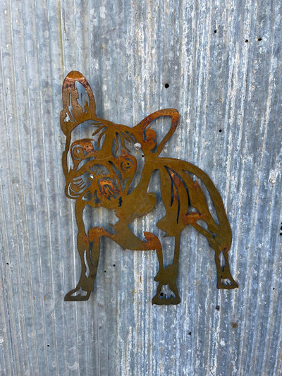 French Bulldog Frenchie Dog Metal Wall Art & Garden Art-Old n Dazed