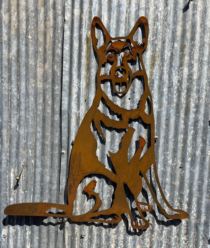 German Shepherd Dog Metal Wall Art Garden Art Old n Dazed