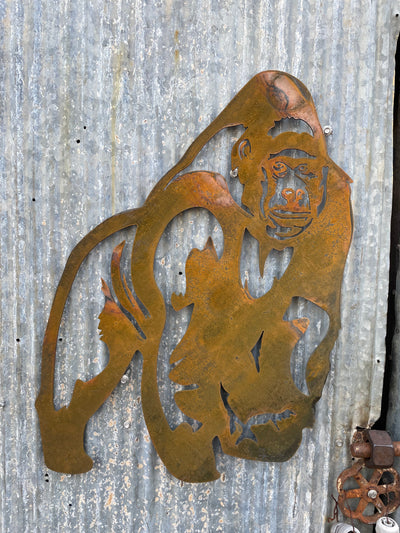 Gorilla Metal Wall Art - Animal Garden Art-Old n Dazed