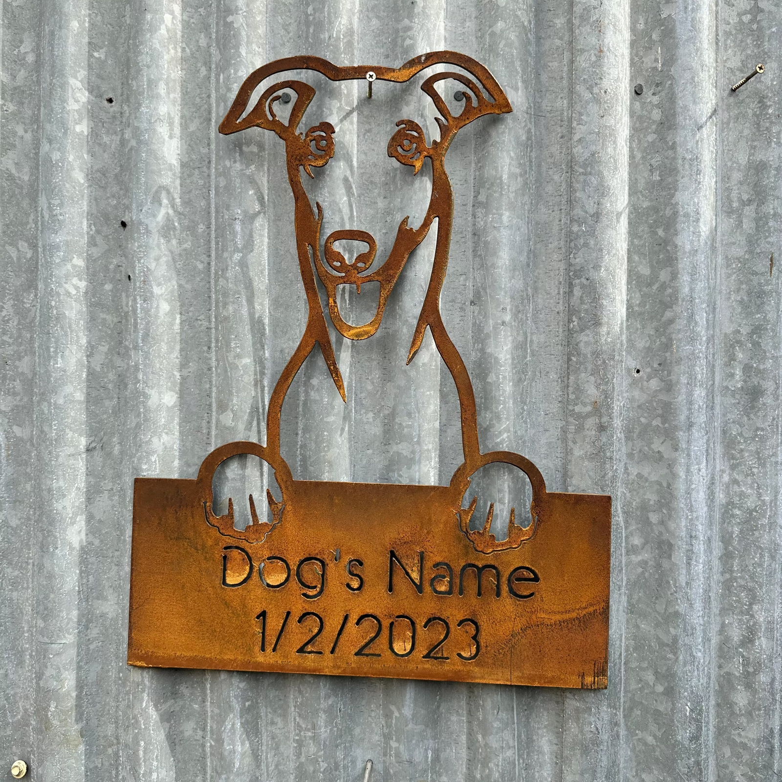 Grey Hound - Dog Memorial Plaque - Metal Art-Old n Dazed