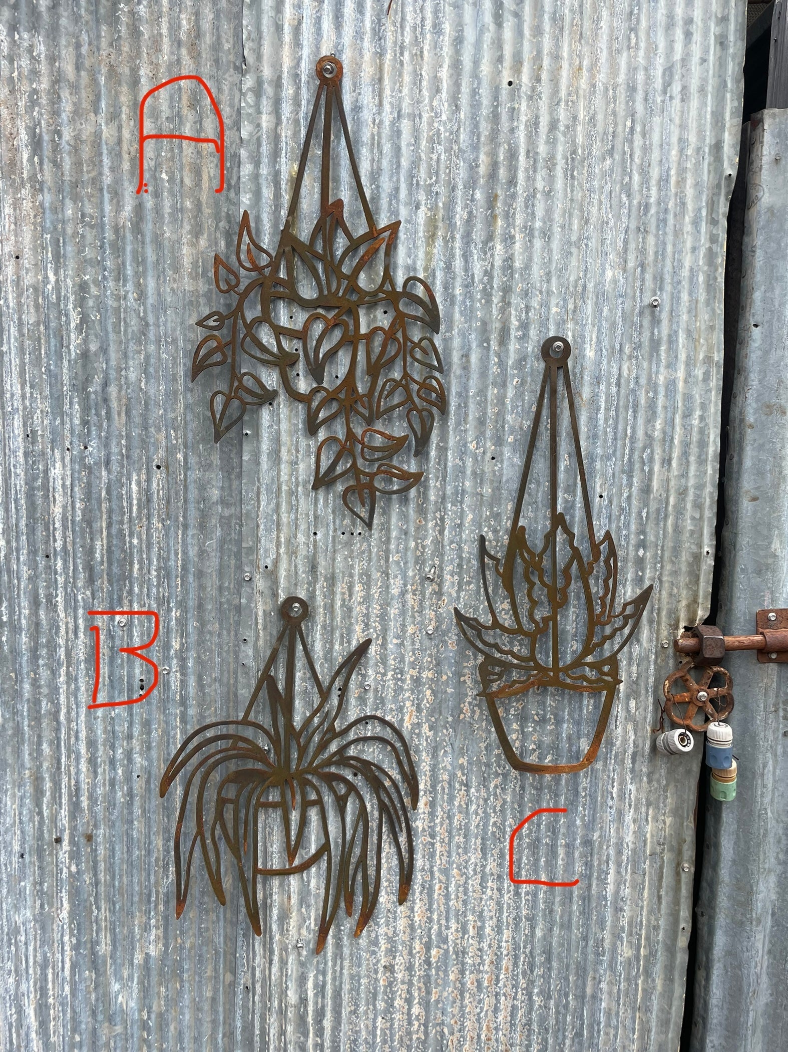 Hanging Plant - Metal Wall Art-Old n Dazed