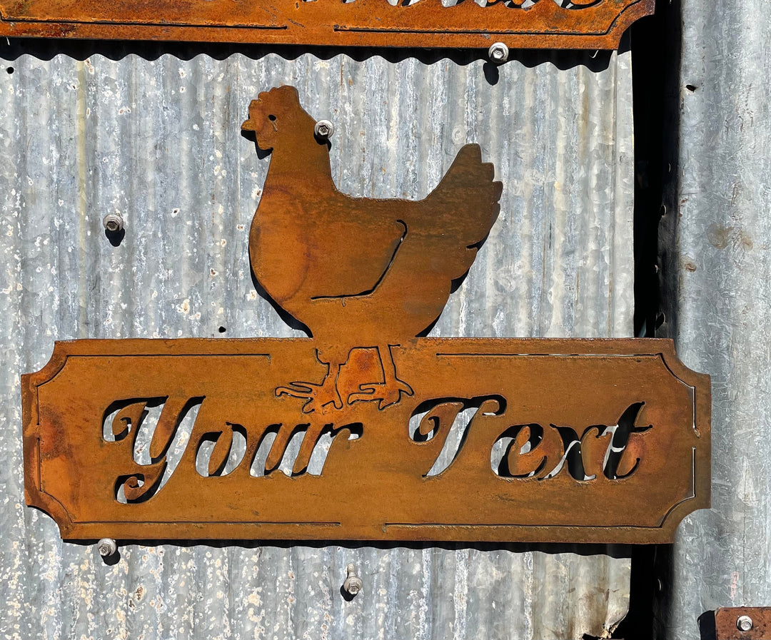 Hen House Sign or Custom Text Metal Wall Art-Old n Dazed