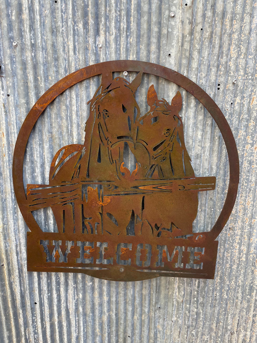 Horse Welcome Sign - Metal Wall Art - Address Sign-Old n Dazed