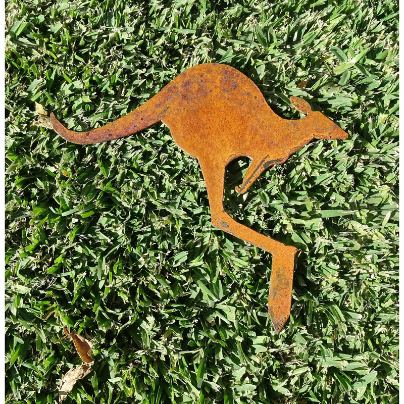 Jumping Kangaroo Metal Garden Art-Old n Dazed