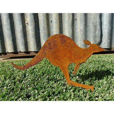 Jumping Kangaroo Metal Garden Art-Old n Dazed