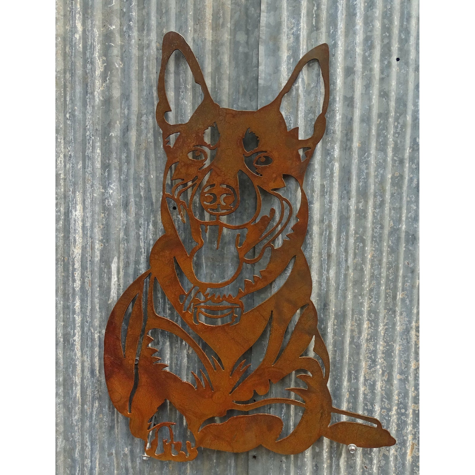 Kelpie Sitting Metal Wall Art-Old n Dazed