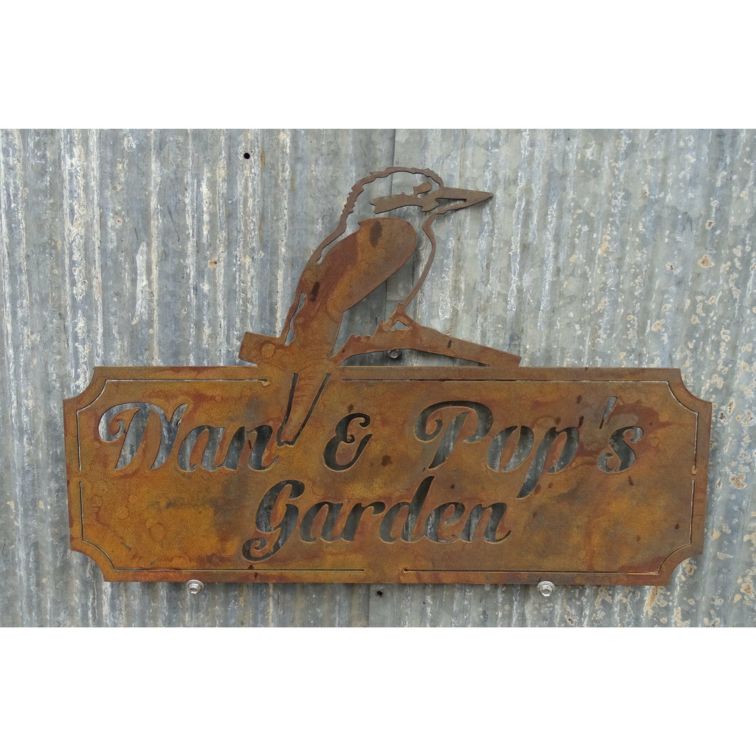 Kookaburra Nan & Pop's Metal Garden Sign custom available-Old n Dazed