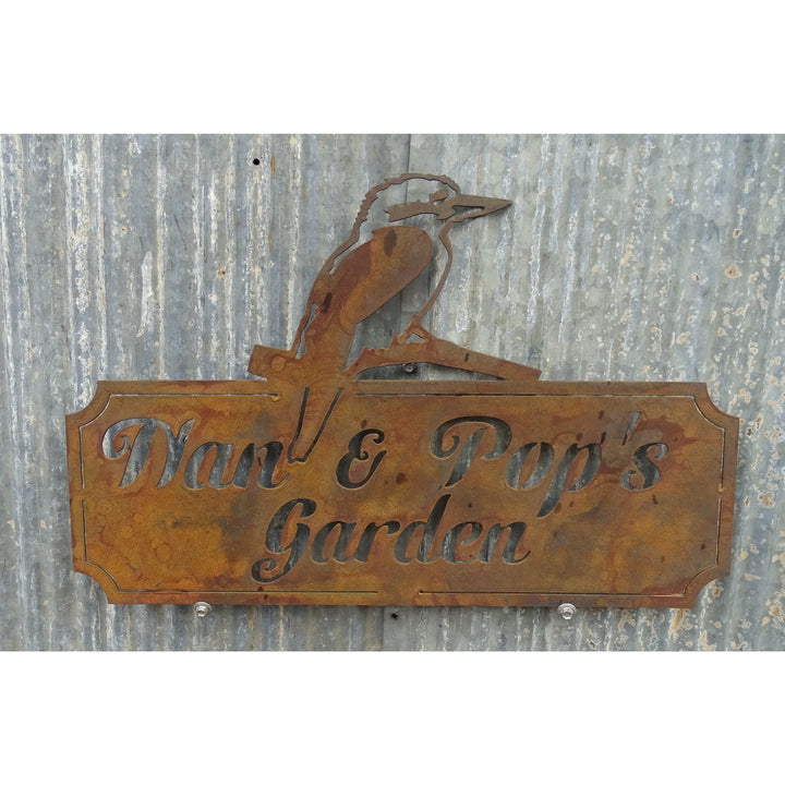Kookaburra Nan & Pop's Metal Garden Sign custom available-Old n Dazed