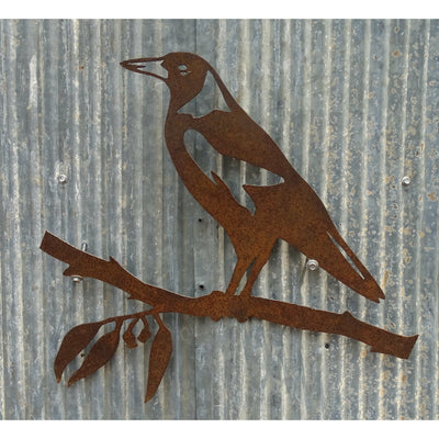 Magpie on branch Metal Wall Art-Old n Dazed