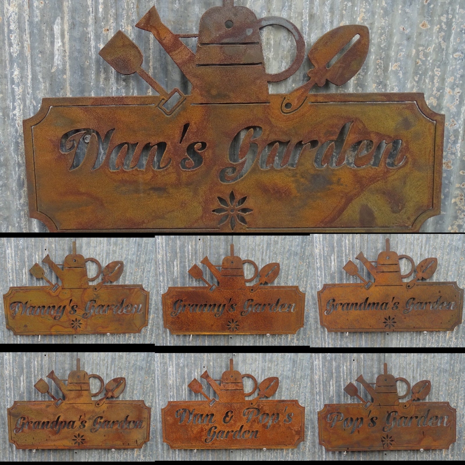 Metal Garden Signs Nan's Nanny's Grandma's Granny's Grandpa's Nan & Pop's Pop's Personalize-Old n Dazed