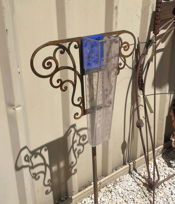 Metal Rain Gauge With Decorative Scroll-Old n Dazed
