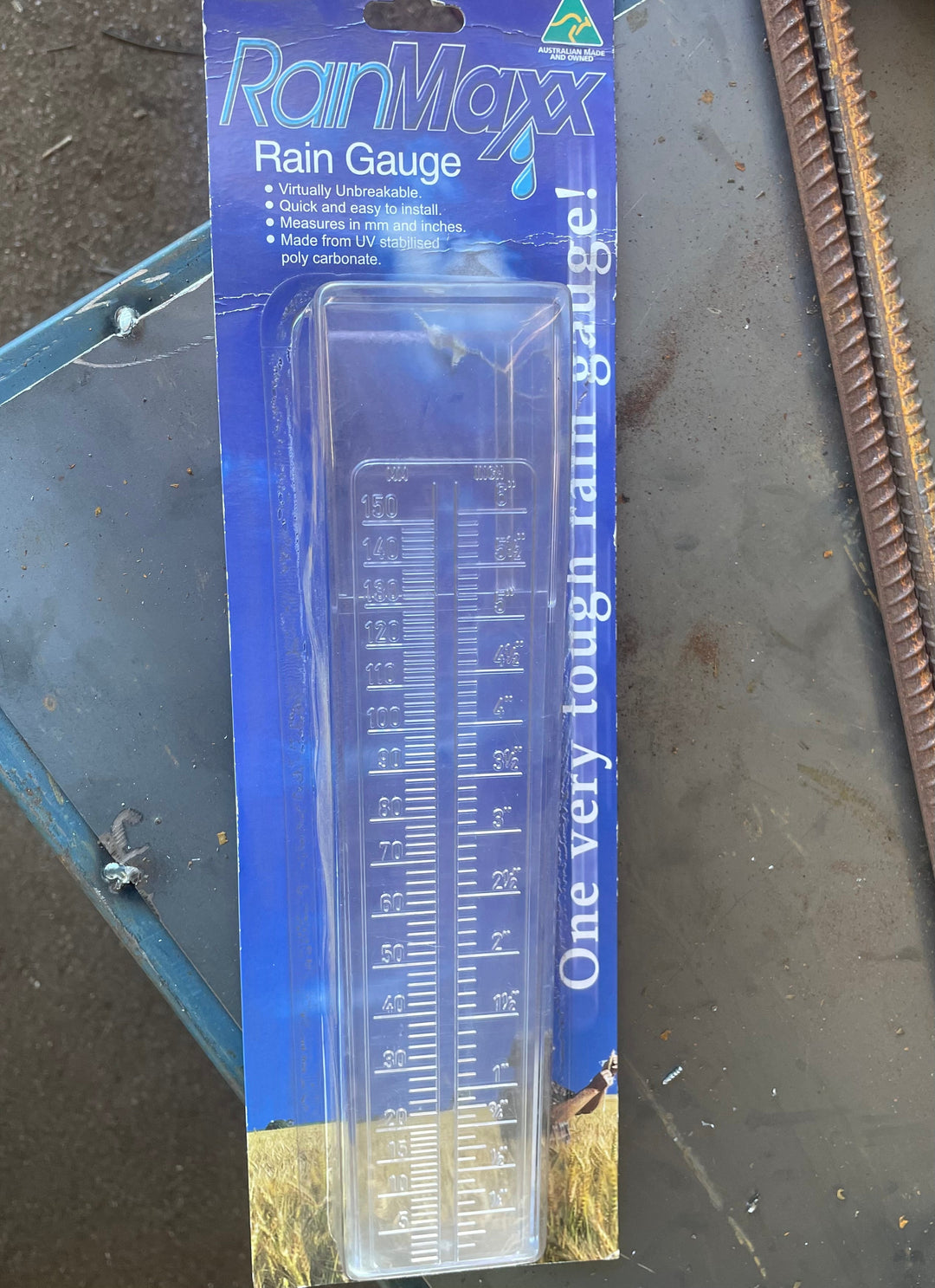 Metal Rain Gauge With Decorative Scroll-Old n Dazed