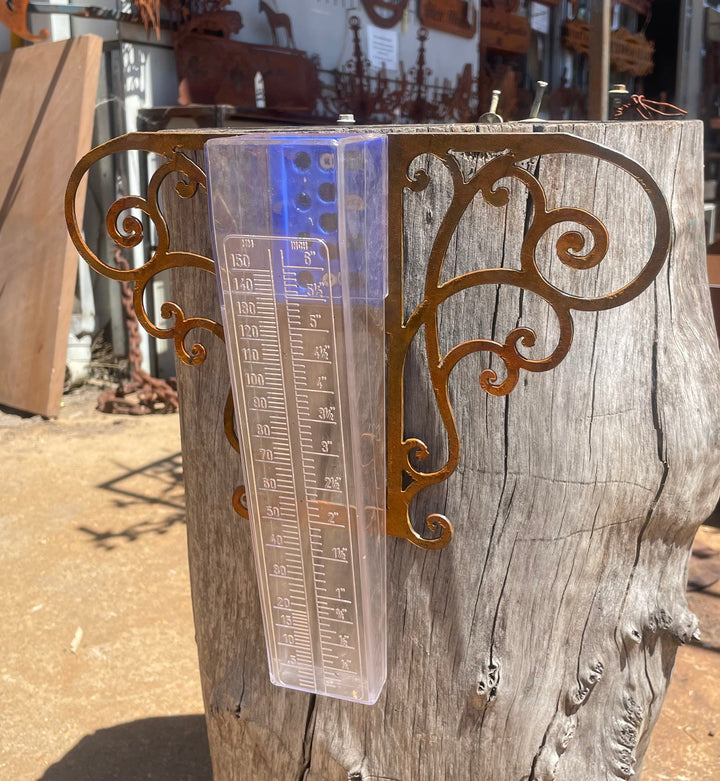 Metal Rain Gauge With Decorative Scroll-Old n Dazed