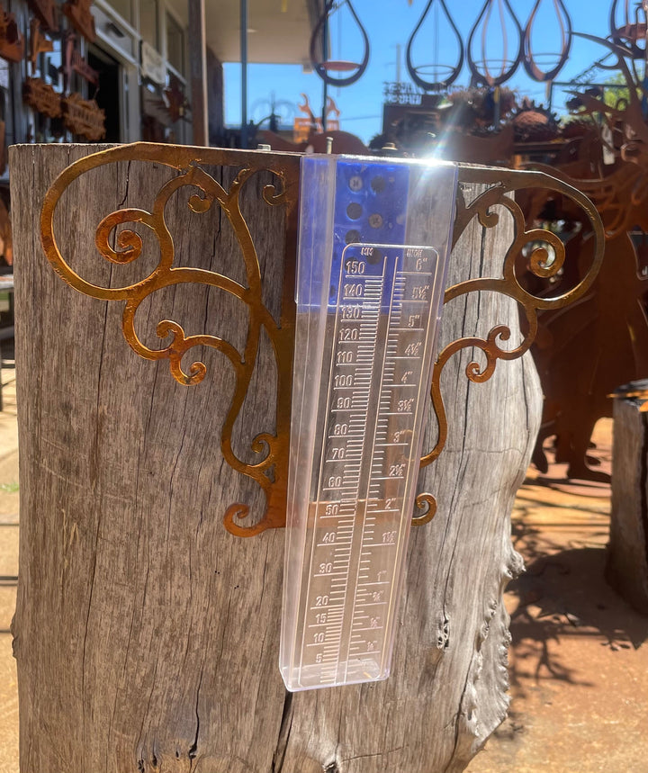 Metal Rain Gauge With Decorative Scroll-Old n Dazed