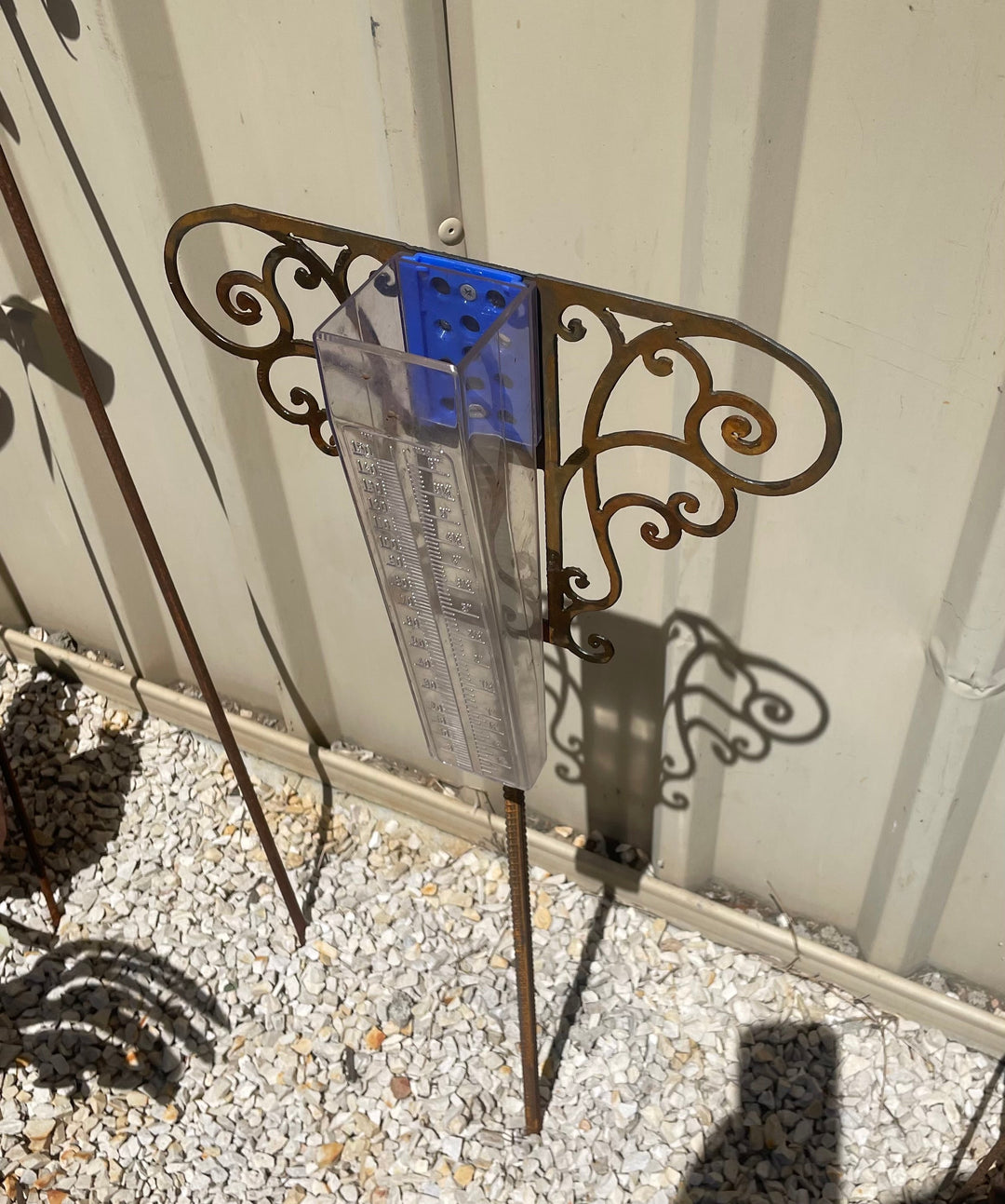 Metal Rain Gauge With Decorative Scroll-Old n Dazed