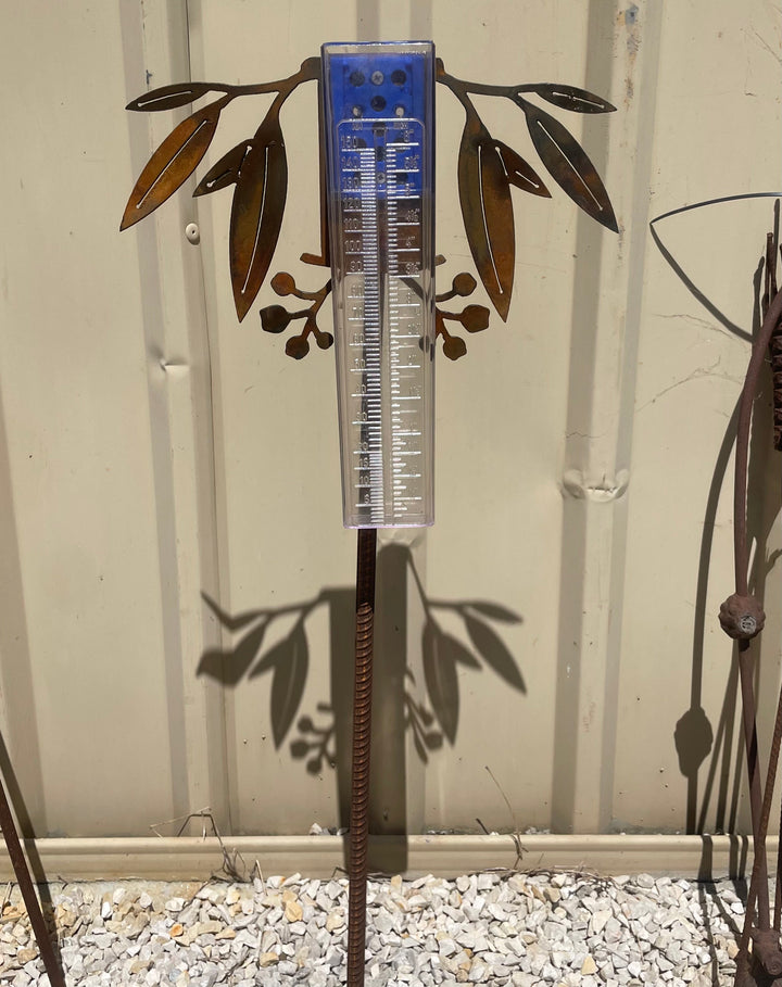 Metal Rain Gauge With Gum Leaves-Old n Dazed