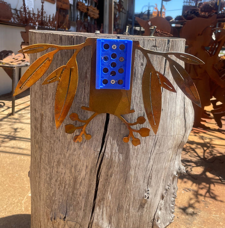 Metal Rain Gauge With Gum Leaves-Old n Dazed