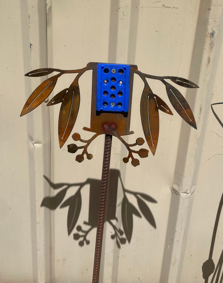 Metal Rain Gauge With Gum Leaves-Old n Dazed