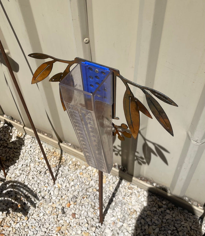 Metal Rain Gauge With Gum Leaves-Old n Dazed