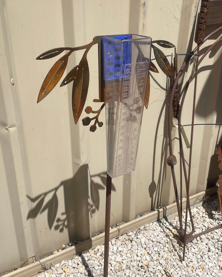 Metal Rain Gauge With Gum Leaves-Old n Dazed