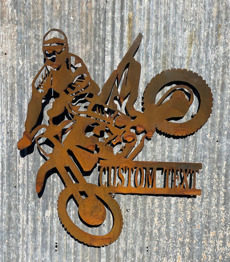 Motor Bike - Dirt Bike Custom Text Metal Wall Art-Old n Dazed