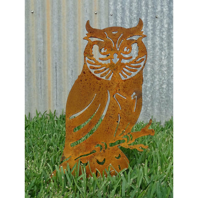 Owl Metal Garden Art-Old n Dazed