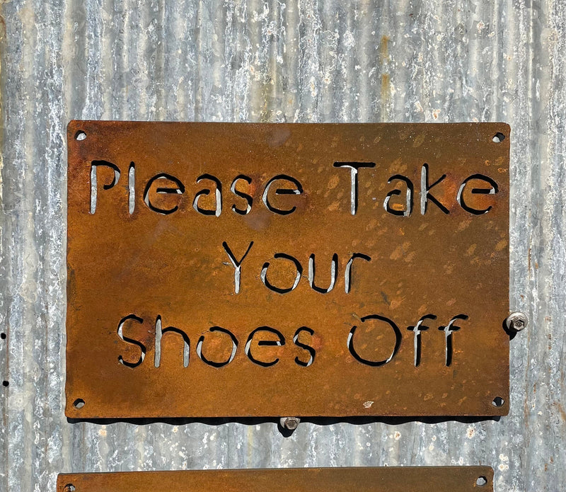 Please take your shoes of sign Metal Wall Art-Old n Dazed