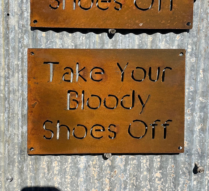 Please take your shoes of sign Metal Wall Art-Old n Dazed