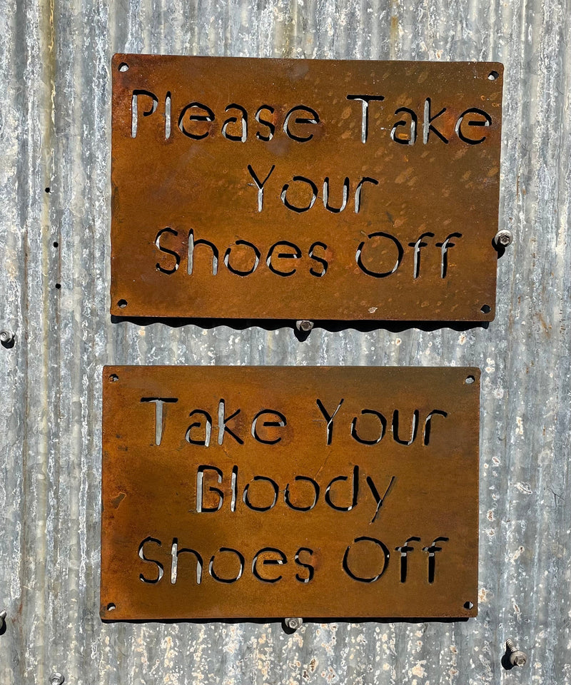 Please take your shoes of sign Metal Wall Art-Old n Dazed