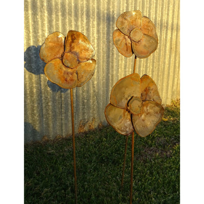 Poppy Flower Metal Garden Spike-Old n Dazed