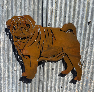 Pug Dog Metal Wall Art - Garden Art-Old n Dazed