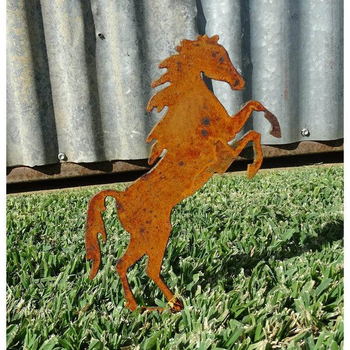Rearing Horse Metal Garden Art-Old n Dazed