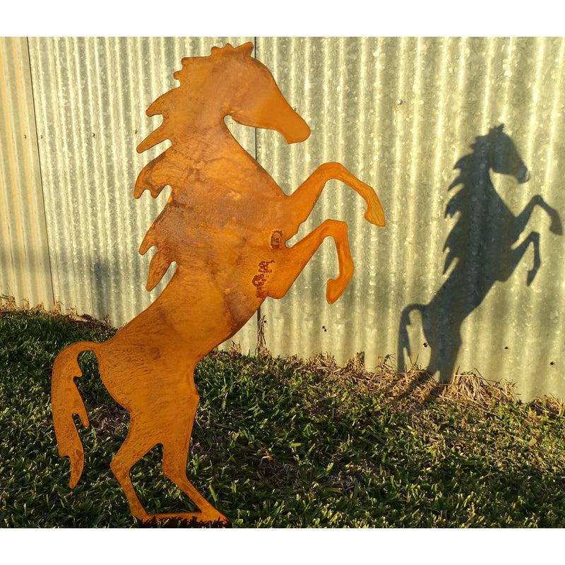 Rearing Horse Metal Garden Art-Old n Dazed