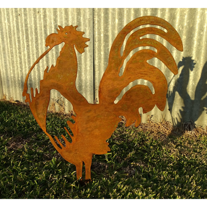 Rooster Metal Garden Art-Old n Dazed