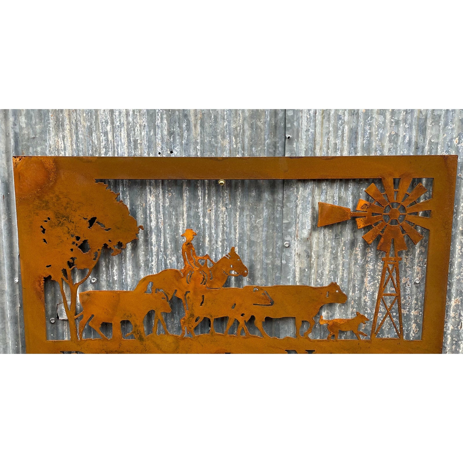 Rural Scene Metal Wall Art Cattle Drover-Old n Dazed