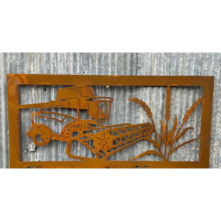 Rural Scene Metal Wall Art Header and wheat-Old n Dazed