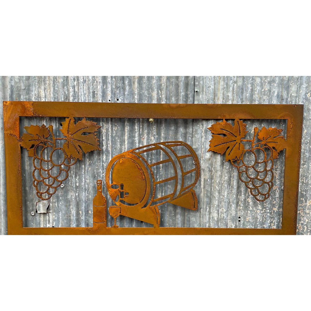 Rural Scene Metal Wall Art Wine and Grapes-Old n Dazed