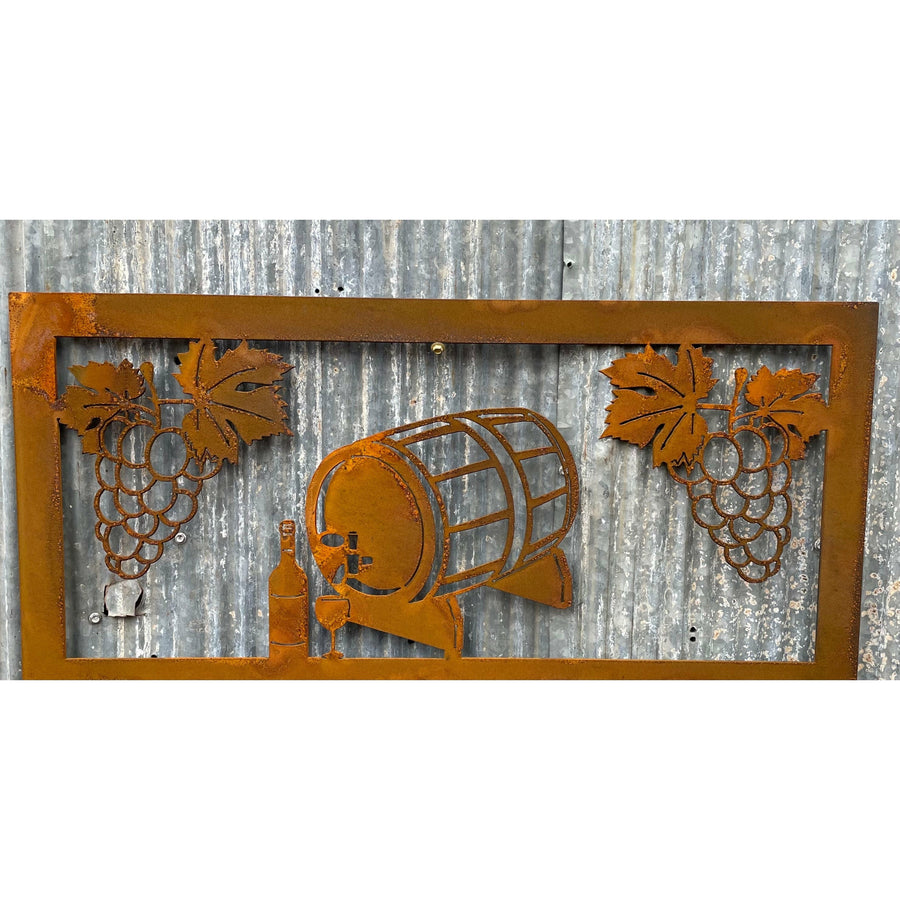 Rural Scene Metal Wall Art Wine and Grapes-Old n Dazed
