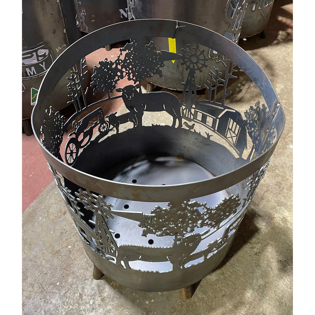Rural Scene Round Fire Pit-Old n Dazed