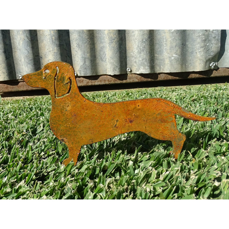 Sausage Dog Metal Garden Art-Old n Dazed