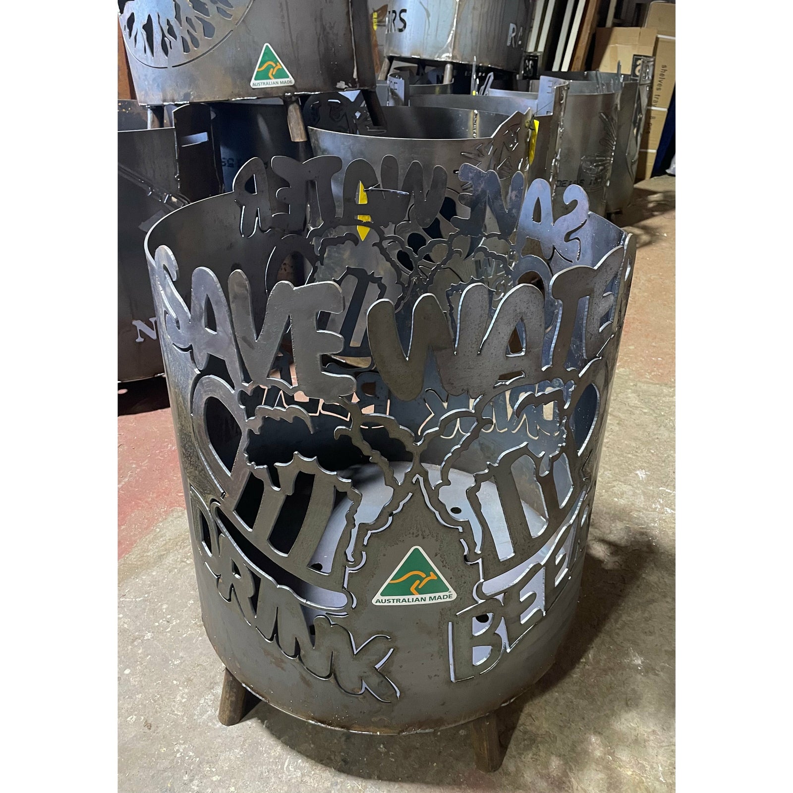 Save Water Drink Beer Round Fire Pit-Old n Dazed