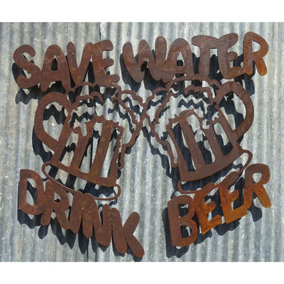 Save Water Drink Beer Sign Metal Wall Art-Old n Dazed