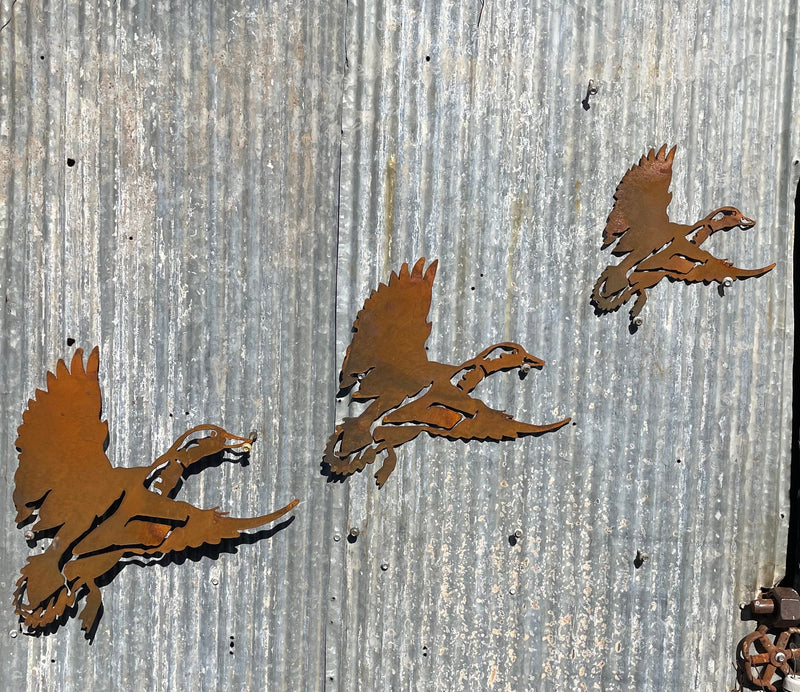 Set of 3 Flying Ducks Metal Wall Art-Old n Dazed