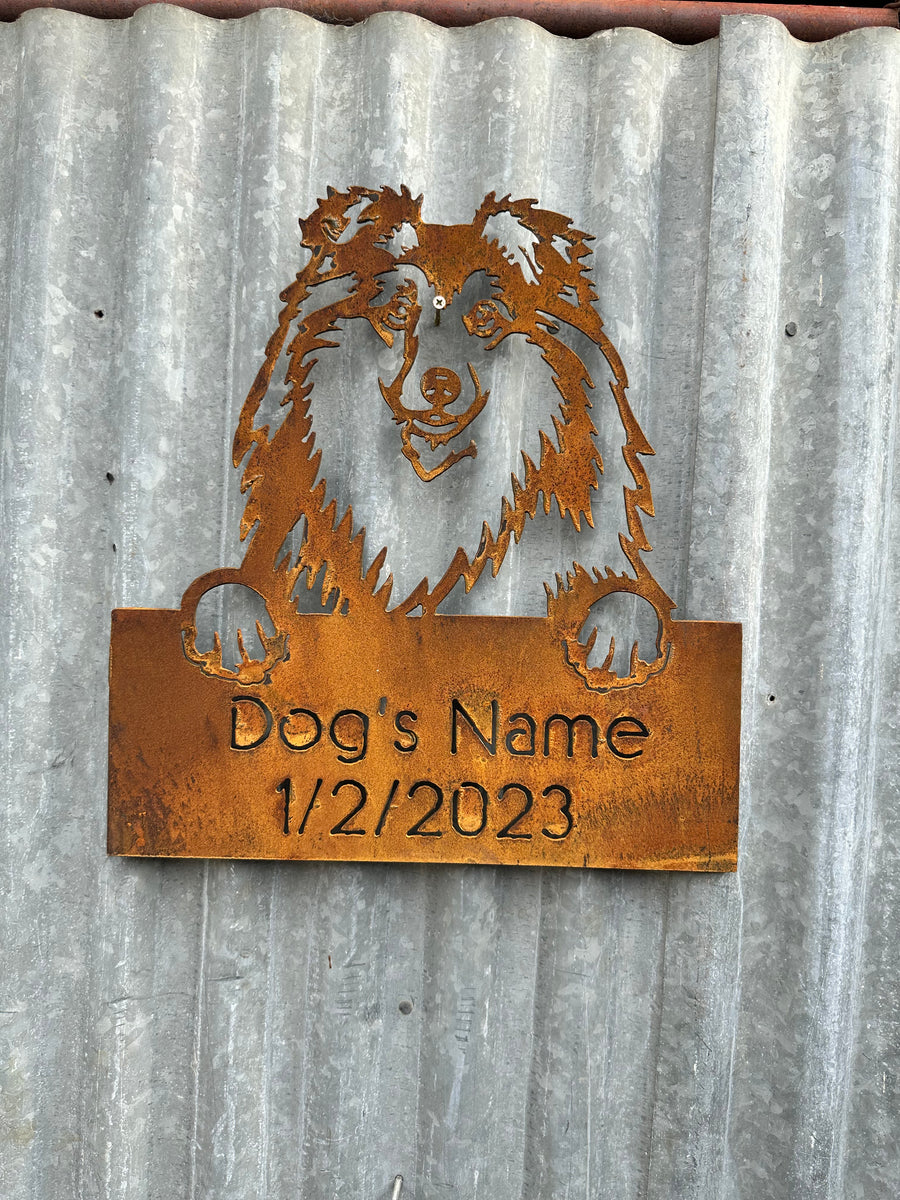 Shetland Sheep Dog - Dog Memorial Plaque - Metal Art-Old n Dazed