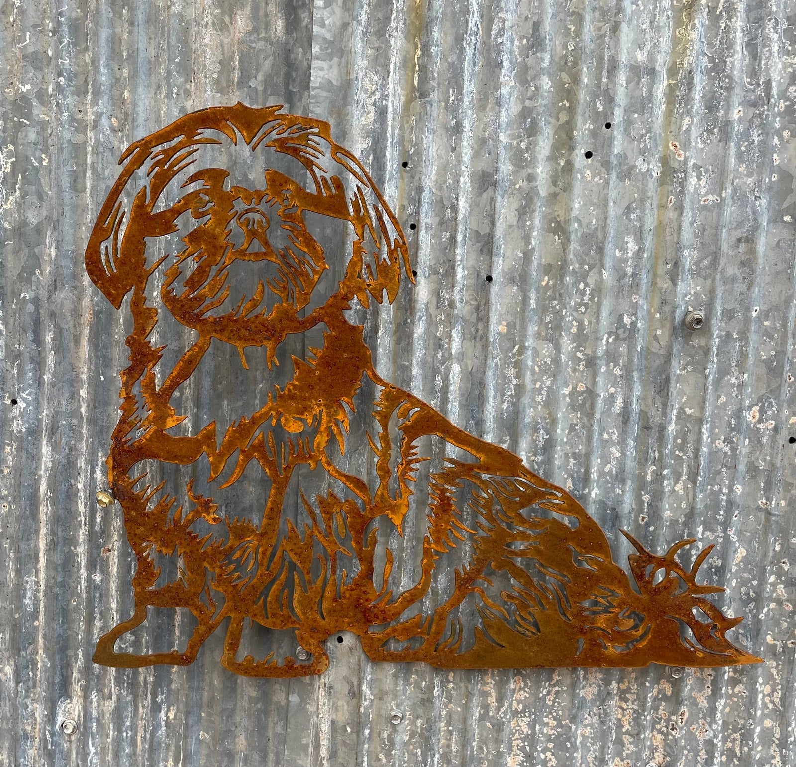 Shih Tzu Dog Metal Wall Art - Garden Art-Old n Dazed