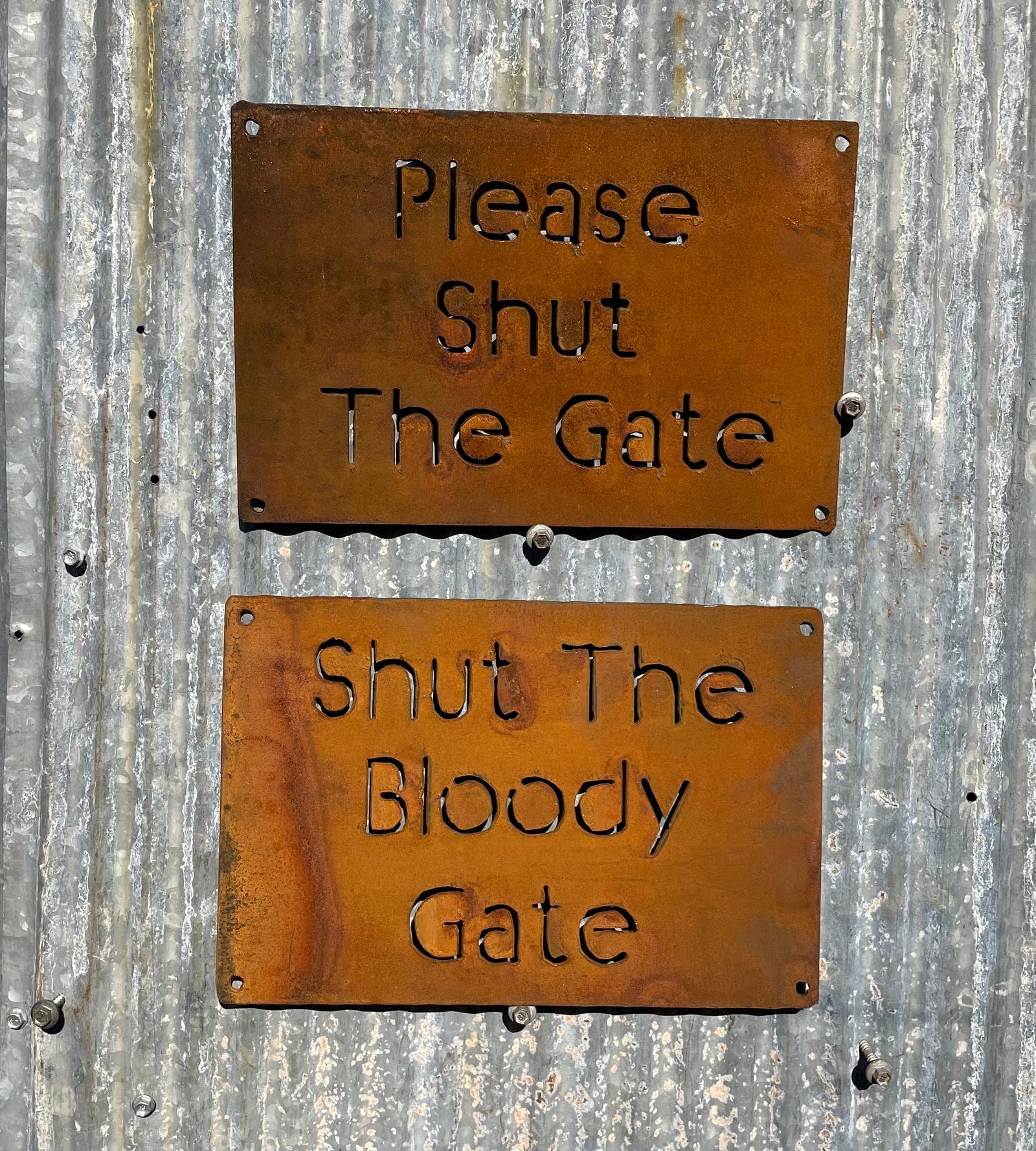 Shut the bloody gate sign Metal Wall Art-Old n Dazed